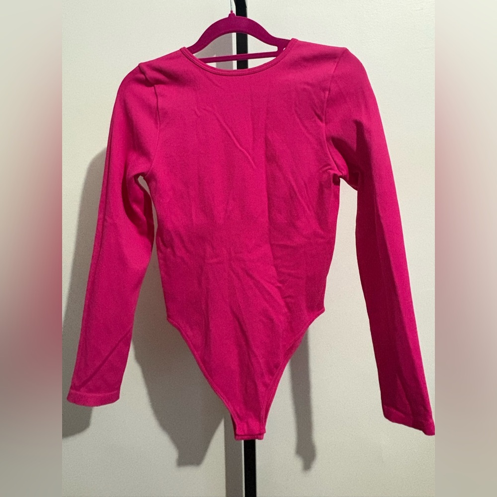 🔥🎀 Elegant Pink Long Sleeve Women's Bodysuit